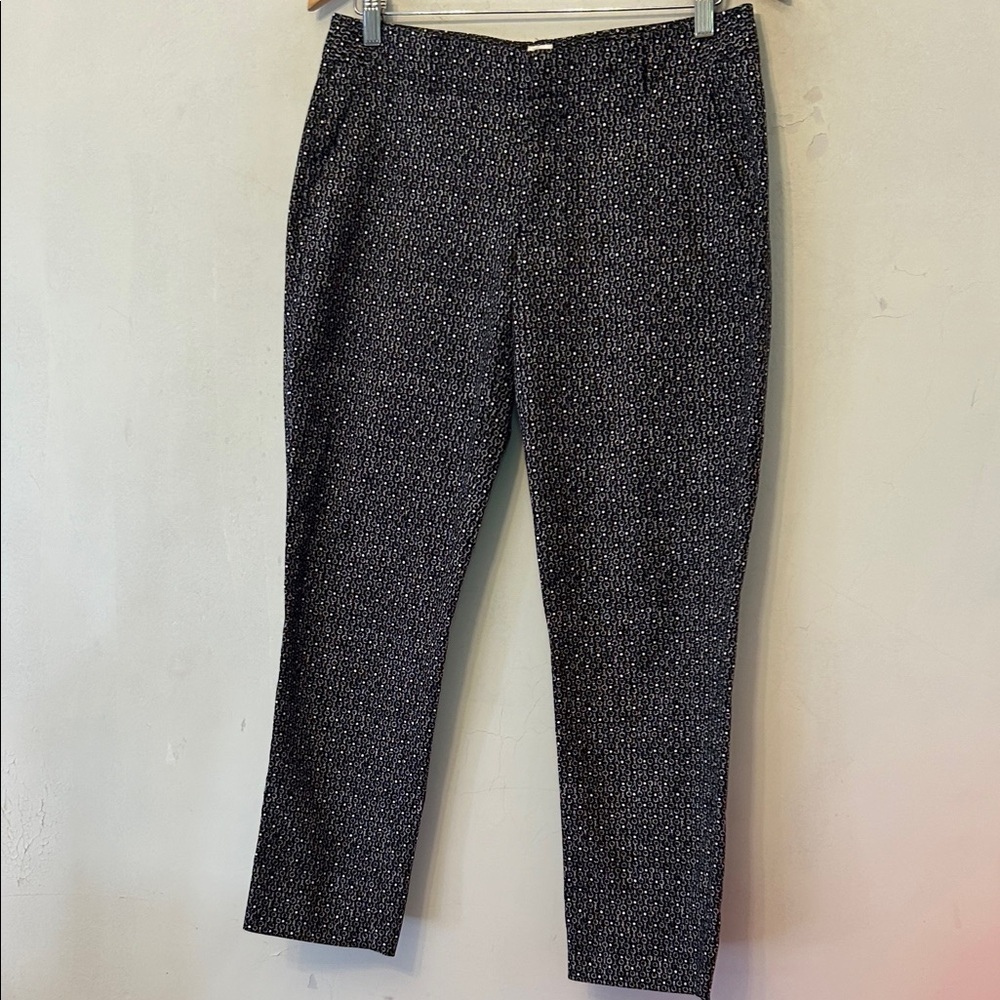 Gap black white patterned slim crop pants Size 6 EUC
